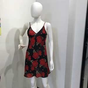 The Kooples - Black Silk Floral Heart Bias Cut Slip Dress - Sz 2